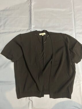 cleo Black Short Sleeve Open Knit Cardigan